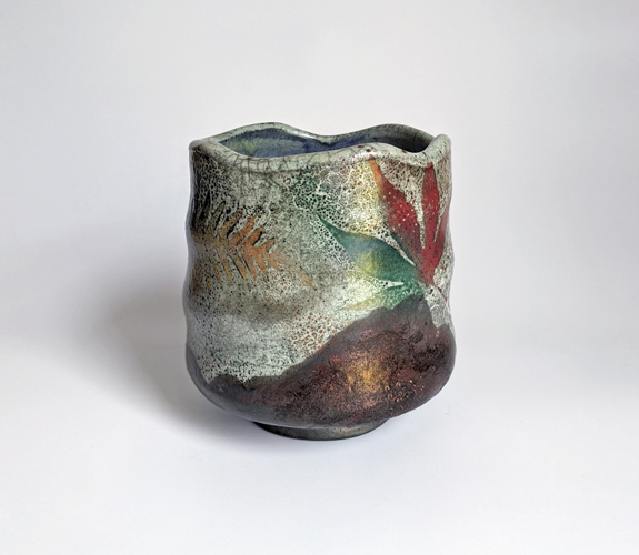 "Fern, Leaves, Ginkgo, Copper" Raku Bowl - Dave & Boni Deal